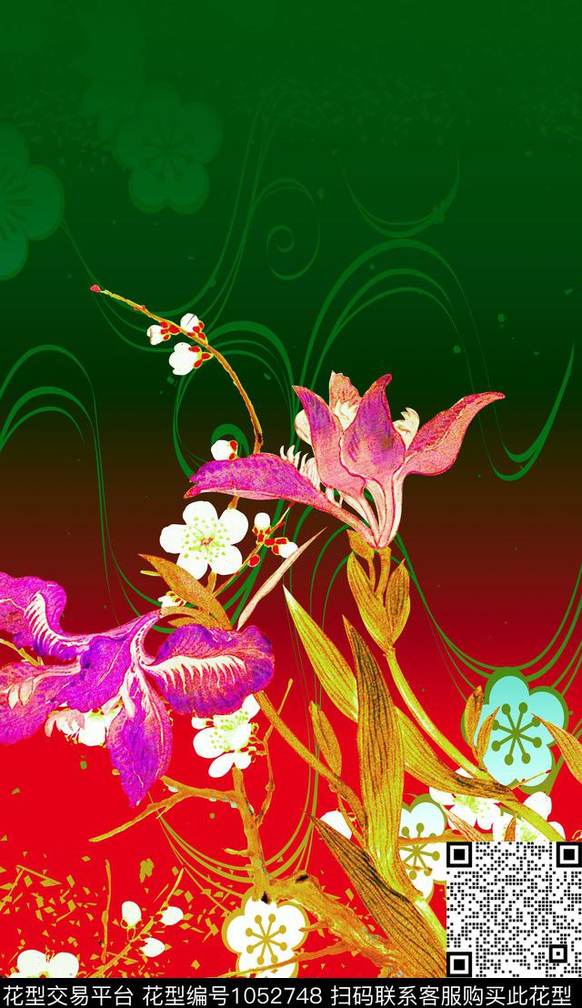 数码华亿平台民族风定位花数码印花华亿平台下载（图片编号: 1052748） - 瓦栏（Walan）