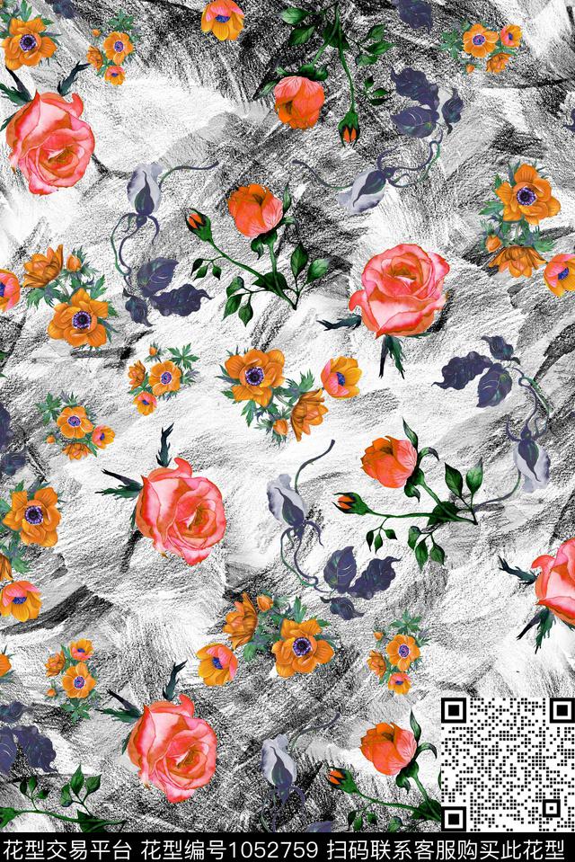 数码华亿平台植物花卉数码印花华亿平台下载（图片编号: 1052759） - 瓦栏（Walan）
