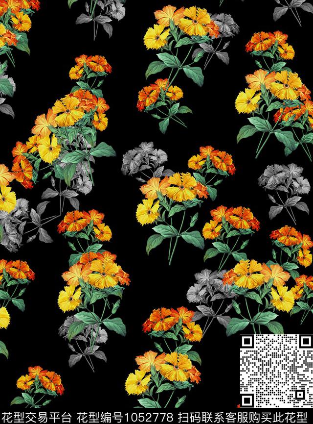 植物手绘花卉花卉数码印花华亿平台下载（图片编号: 1052778） - 瓦栏（Walan）