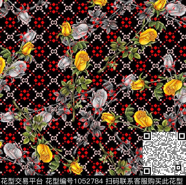 花卉几何几何花卉数码印花华亿平台下载（图片编号: 1052784） - 瓦栏（Walan）