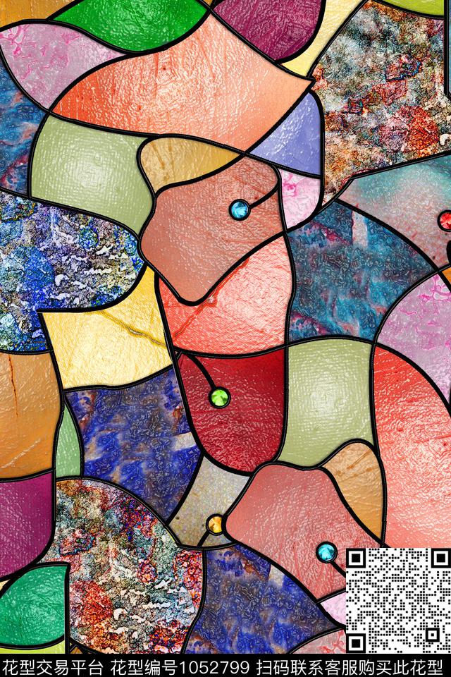 肌理几何砖块数码印花华亿平台下载（图片编号: 1052799） - 瓦栏（Walan）