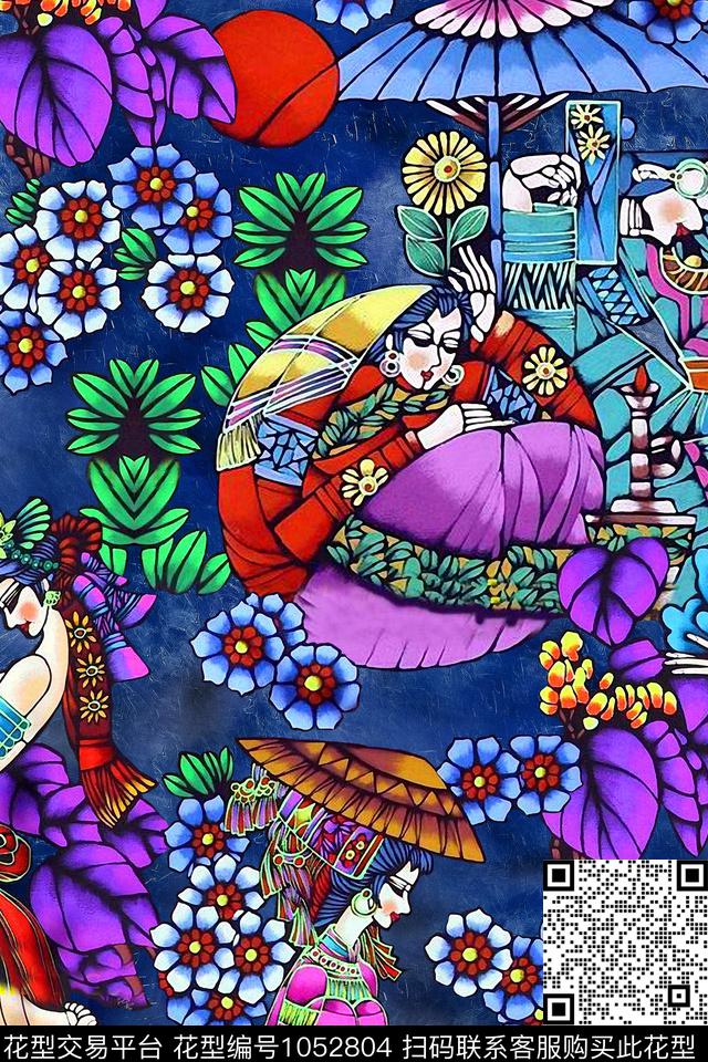 民族风花卉重彩数码印花华亿平台下载（图片编号: 1052804） - 瓦栏（Walan）