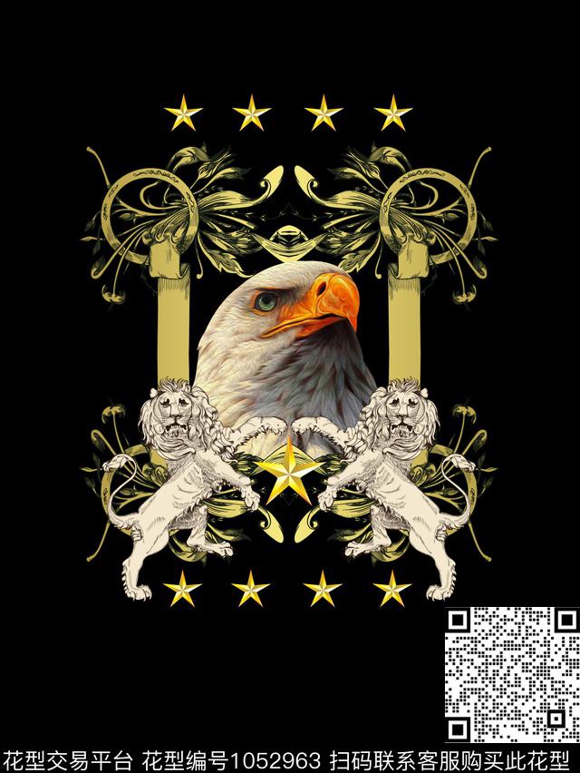 五角星狮子老鹰数码印花华亿平台下载（图片编号: 1052963） - 瓦栏（Walan）