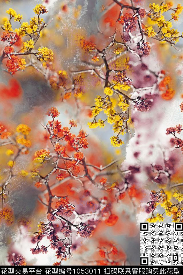 花卉女装复古数码印花华亿平台下载（图片编号: 1053011） - 瓦栏（Walan）