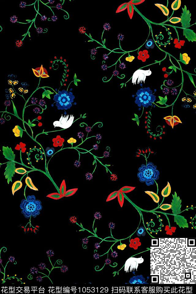 小碎花绣花华亿平台数码印花华亿平台下载（图片编号: 1053129） - 瓦栏（Walan）