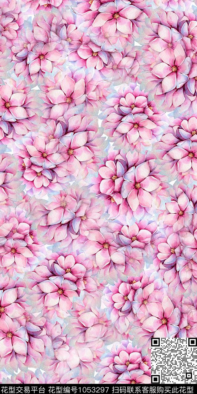 数码华亿平台水彩花卉女装数码印花华亿平台下载（图片编号: 1053297） - 瓦栏（Walan）