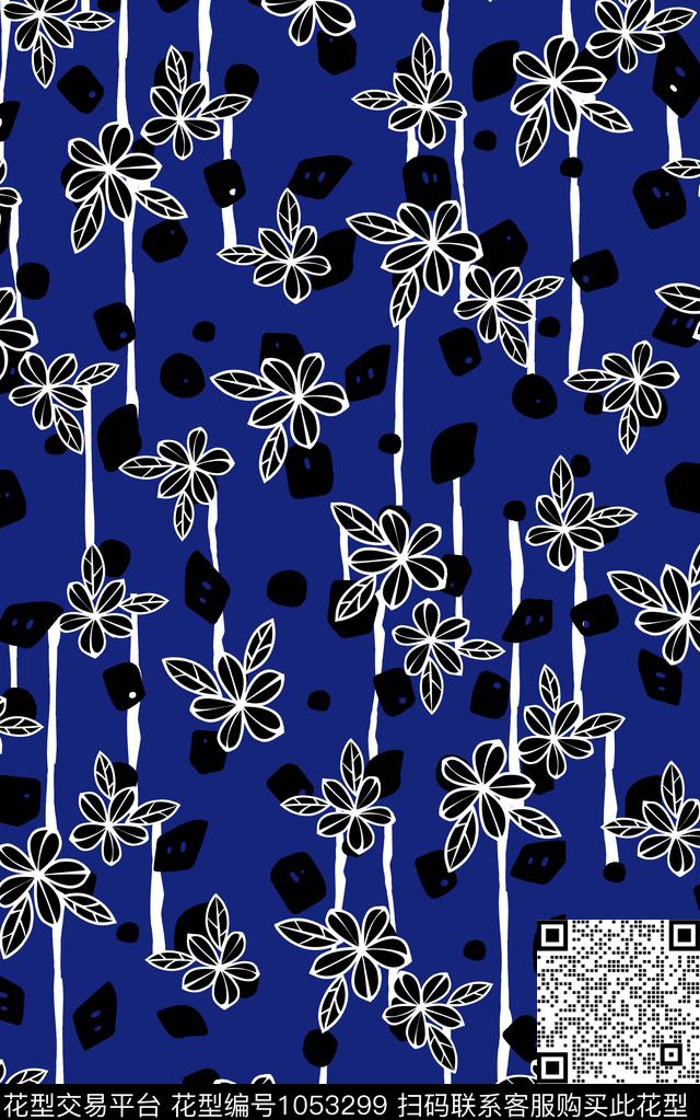 花卉几何简约传统印花华亿平台下载（图片编号: 1053299） - 瓦栏（Walan）