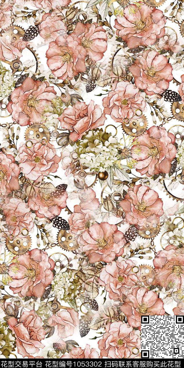 数码华亿平台水彩花卉女装数码印花华亿平台下载（图片编号: 1053302） - 瓦栏（Walan）