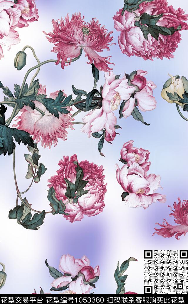 数码华亿平台植物旗袍数码印花华亿平台下载（图片编号: 1053380） - 瓦栏（Walan）