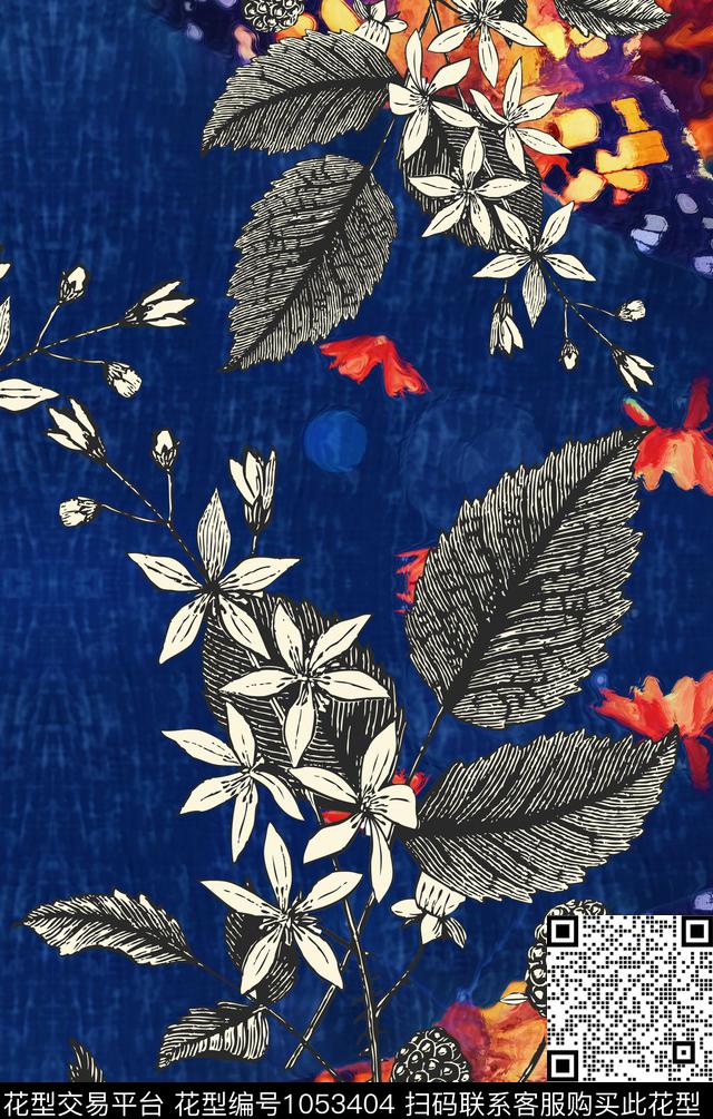 春夏华亿平台定位花绿植树叶数码印花华亿平台下载（图片编号: 1053404） - 瓦栏（Walan）