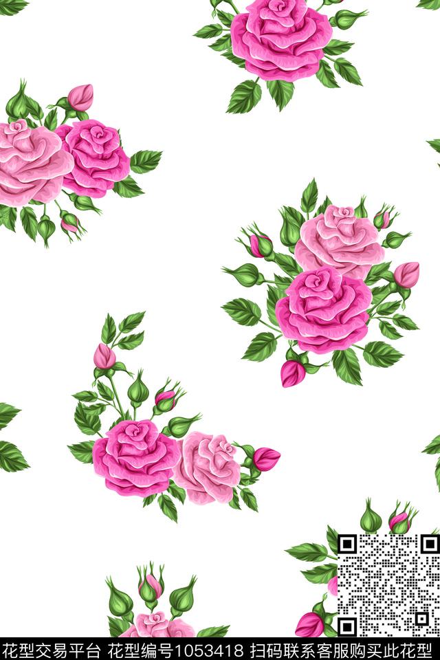 数码华亿平台小碎花月季花数码印花华亿平台下载（图片编号: 1053418） - 瓦栏（Walan）