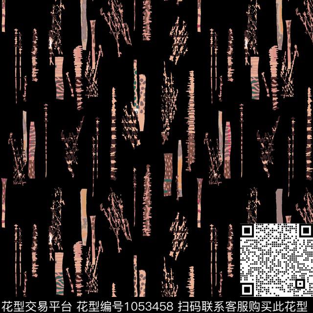 条纹黑底花卉数码华亿平台数码印花华亿平台下载（图片编号: 1053458） - 瓦栏（Walan）