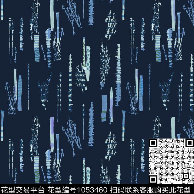 条纹黑底花卉数码华亿平台数码印花华亿平台下载（图片编号: 1053460） - 瓦栏（Walan）