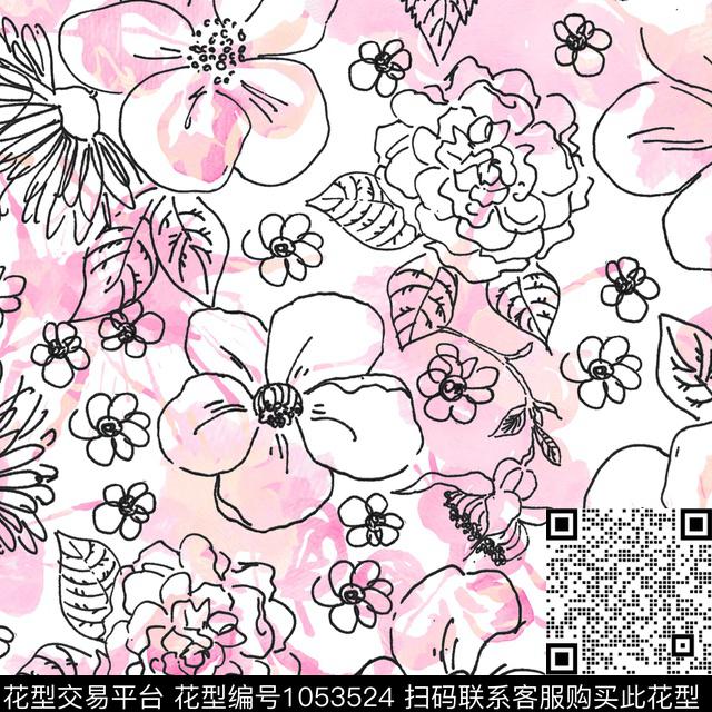 数码华亿平台小碎花水彩花卉数码印花华亿平台下载（图片编号: 1053524） - 瓦栏（Walan）