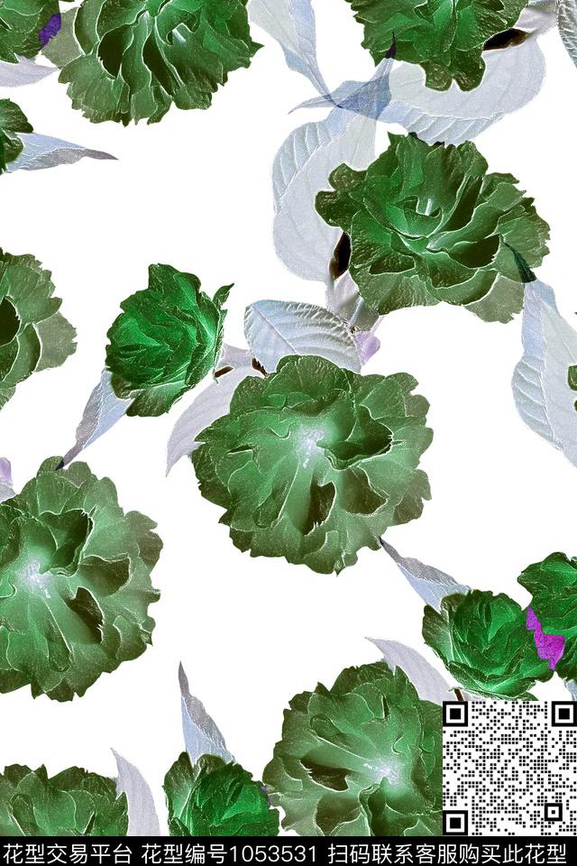 数码华亿平台花卉女装数码印花华亿平台下载（图片编号: 1053531） - 瓦栏（Walan）