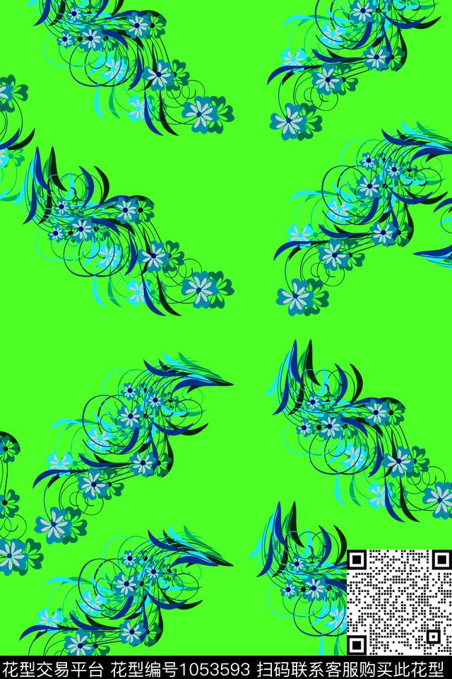 数码华亿平台水彩花卉绿植树叶数码印花华亿平台下载（图片编号: 1053593） - 瓦栏（Walan）