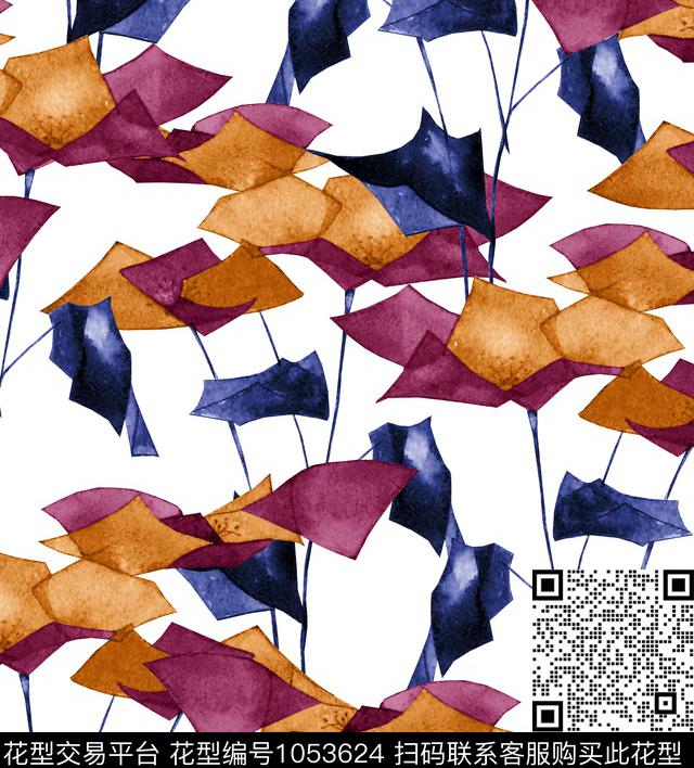 数码华亿平台抽象花卉抽象数码印花华亿平台下载（图片编号: 1053624） - 瓦栏（Walan）