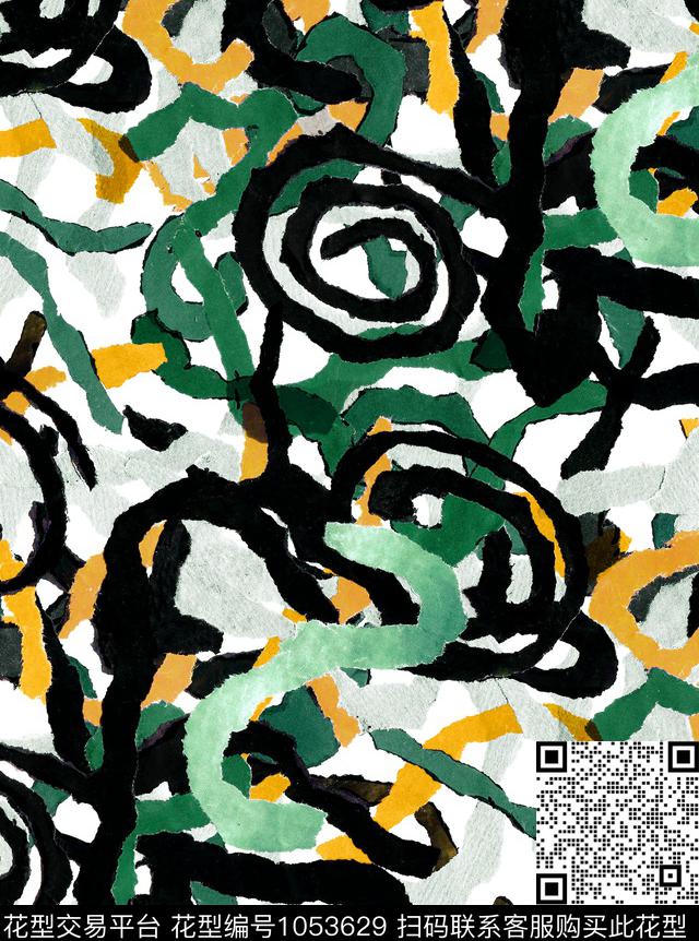 数码华亿平台抽象花卉抽象数码印花华亿平台下载（图片编号: 1053629） - 瓦栏（Walan）