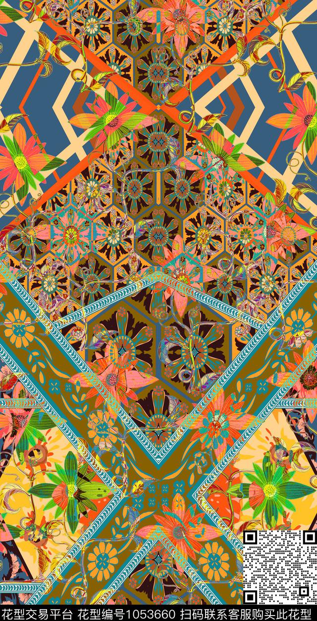 数码华亿平台女装几何花卉数码印花华亿平台下载（图片编号: 1053660） - 瓦栏（Walan）
