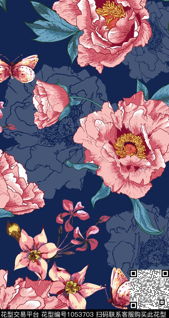 数码华亿平台民族风花卉数码印花华亿平台下载（图片编号: 1053703） - 瓦栏（Walan）