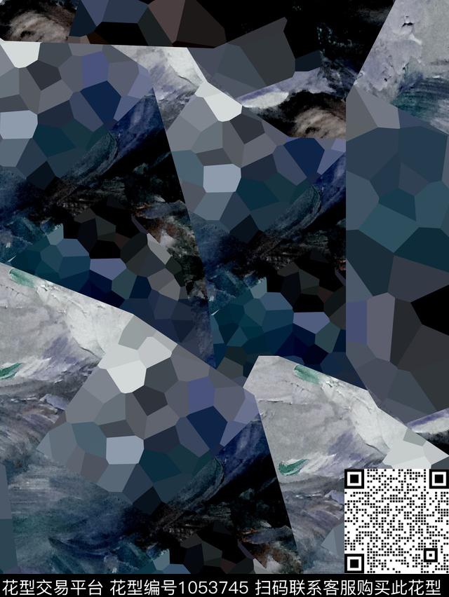 抽象男装复古数码印花华亿平台下载（图片编号: 1053745） - 瓦栏（Walan）