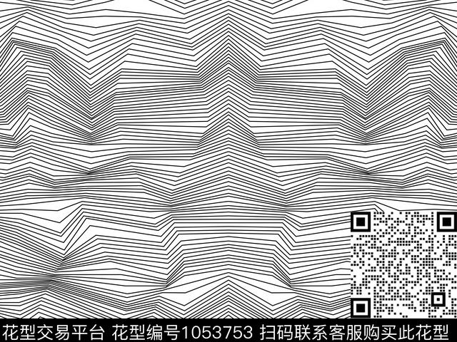 条格线条画条纹数码印花华亿平台下载（图片编号: 1053753） - 瓦栏（Walan）
