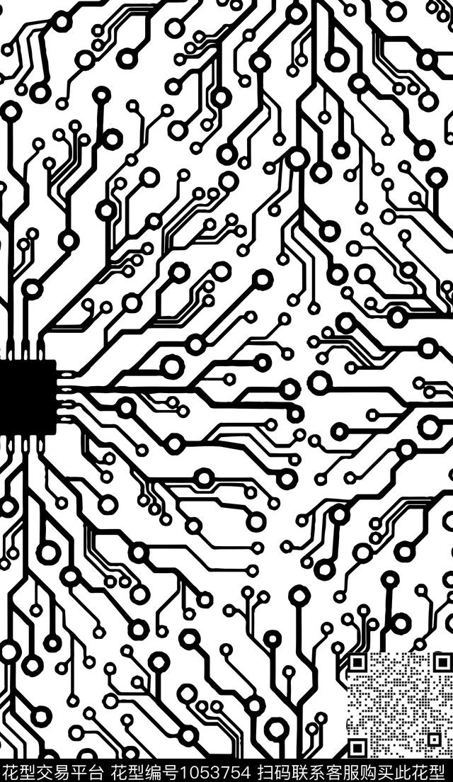 条格线条画条纹数码印花华亿平台下载（图片编号: 1053754） - 瓦栏（Walan）