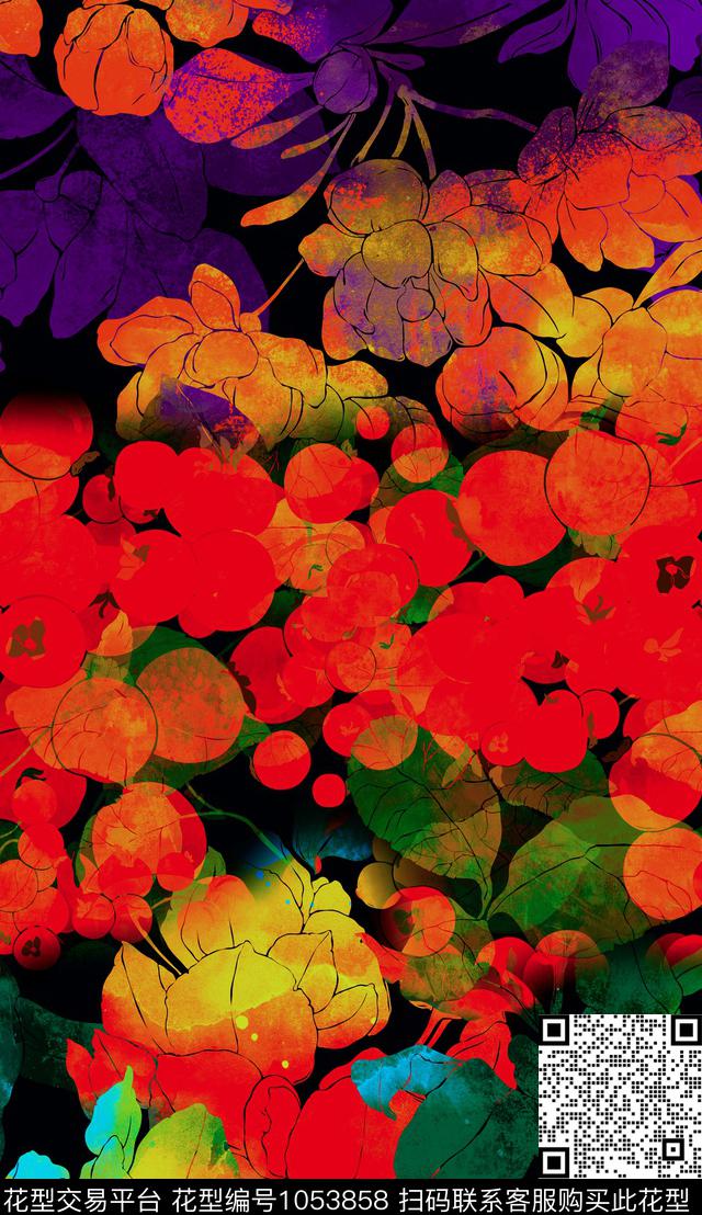 数码华亿平台抽象复古数码印花华亿平台下载（图片编号: 1053858） - 瓦栏（Walan）