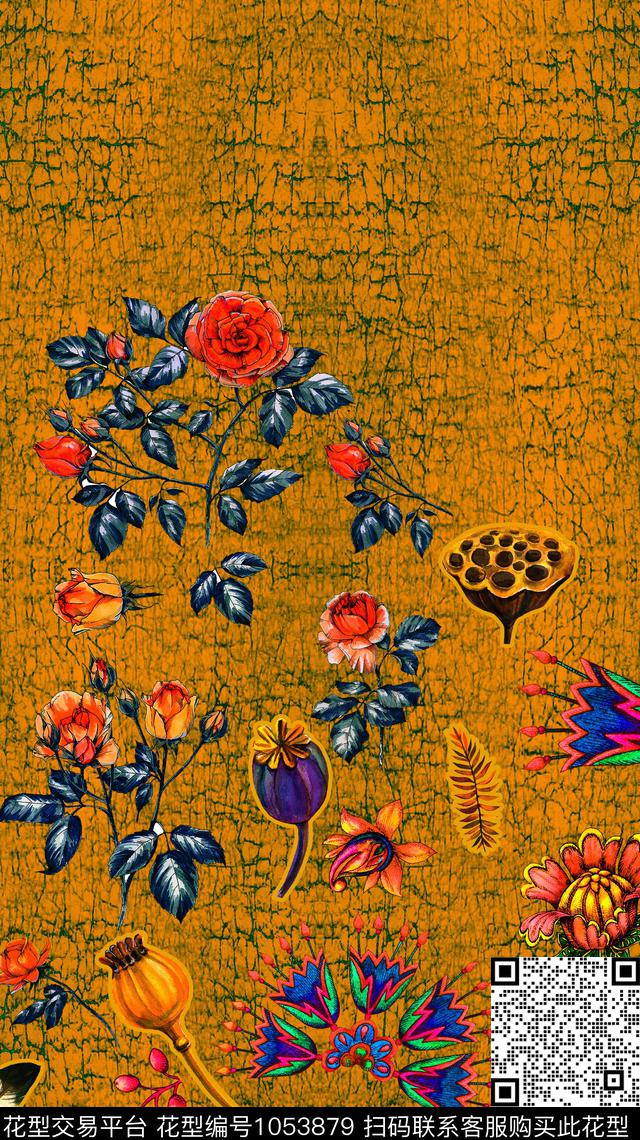 民族风定位花花卉数码印花华亿平台下载（图片编号: 1053879） - 瓦栏（Walan）
