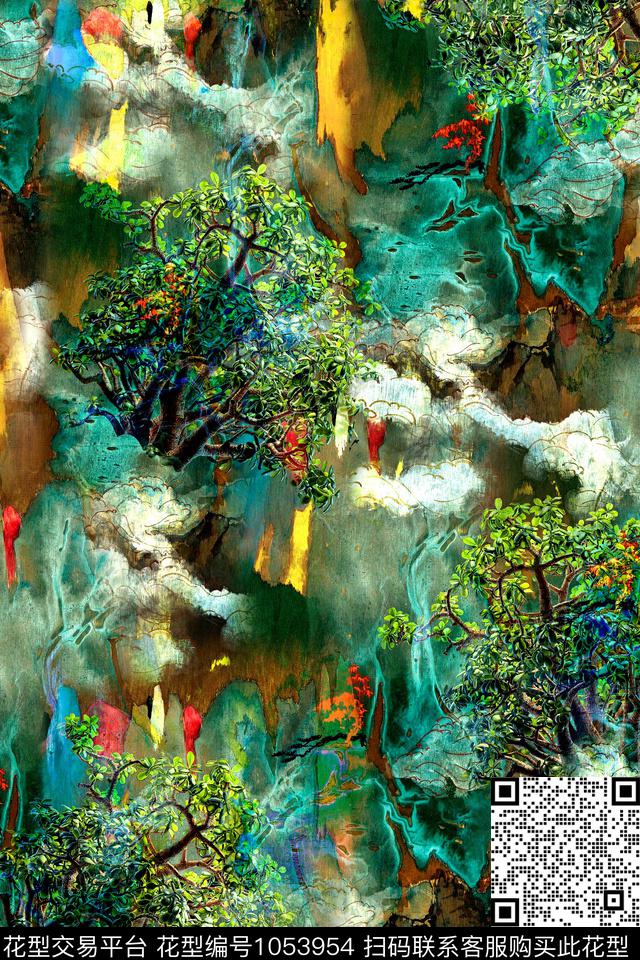 休闲纹理树林数码印花华亿平台下载（图片编号: 1053954） - 瓦栏（Walan）