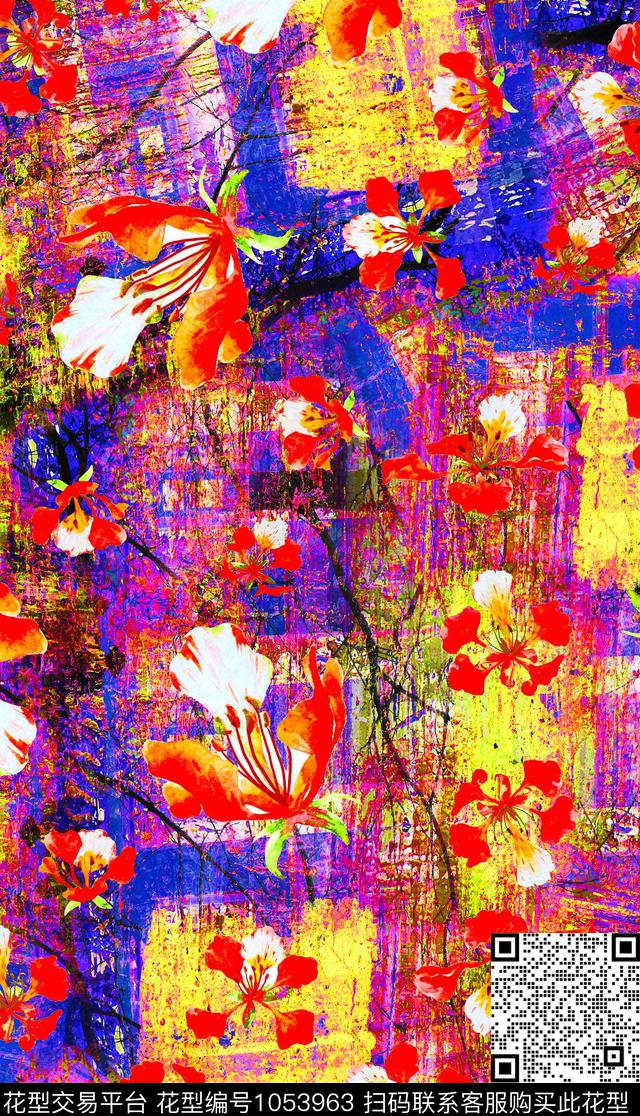 数码华亿平台抽象几何数码印花华亿平台下载（图片编号: 1053963） - 瓦栏（Walan）