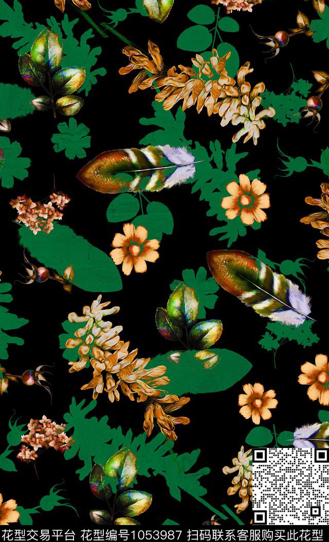 数码华亿平台植物花卉数码印花华亿平台下载（图片编号: 1053987） - 瓦栏（Walan）