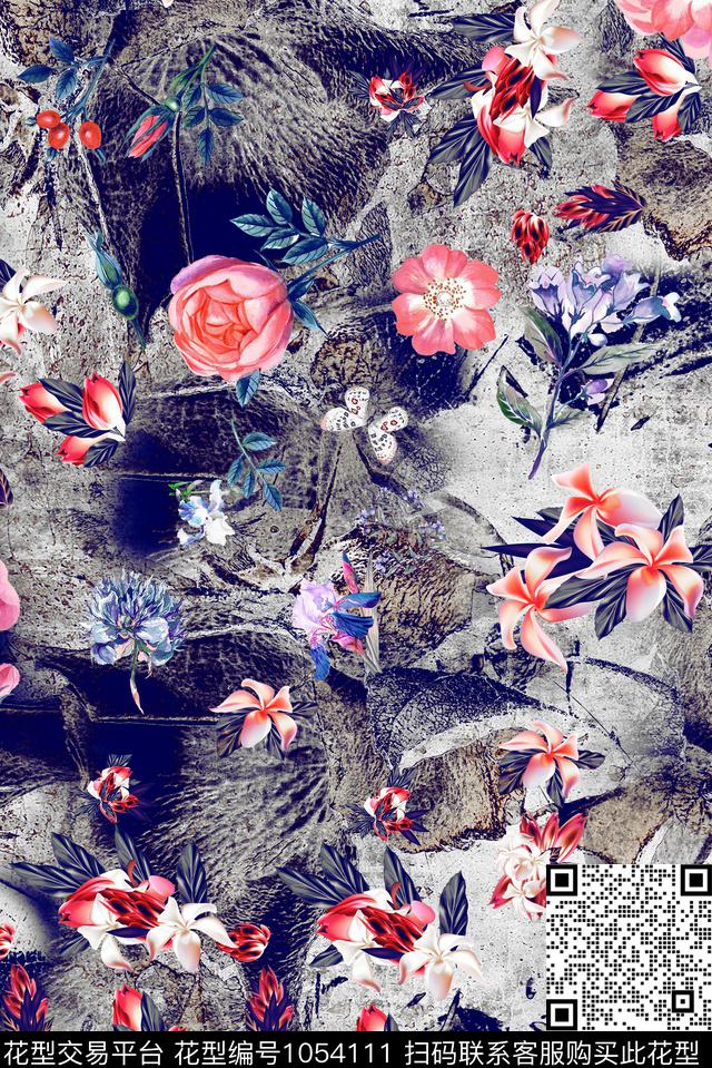 数码华亿平台植物花卉数码印花华亿平台下载（图片编号: 1054111） - 瓦栏（Walan）