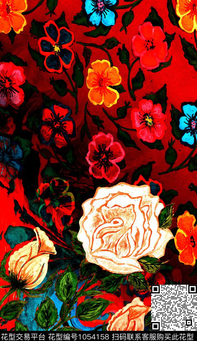 数码华亿平台抽象复古数码印花华亿平台下载（图片编号: 1054158） - 瓦栏（Walan）