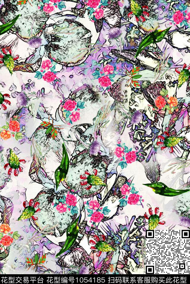 数码华亿平台植物花卉数码印花华亿平台下载（图片编号: 1054185） - 瓦栏（Walan）