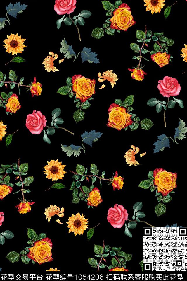 数码华亿平台植物花卉数码印花华亿平台下载（图片编号: 1054206） - 瓦栏（Walan）