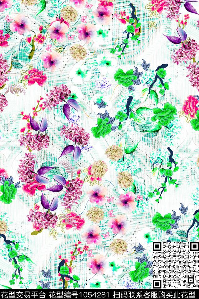 数码华亿平台植物花卉数码印花华亿平台下载（图片编号: 1054281） - 瓦栏（Walan）