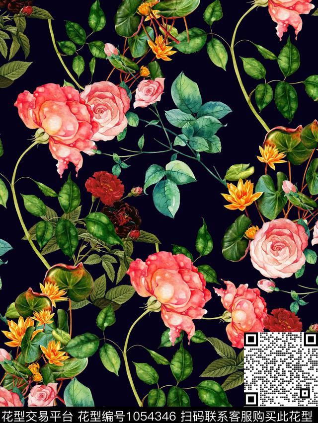 数码华亿平台花卉女装数码印花华亿平台下载（图片编号: 1054346） - 瓦栏（Walan）