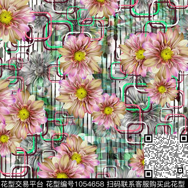 黑底花卉数码华亿平台民族风数码印花华亿平台下载（图片编号: 1054658） - 瓦栏（Walan）