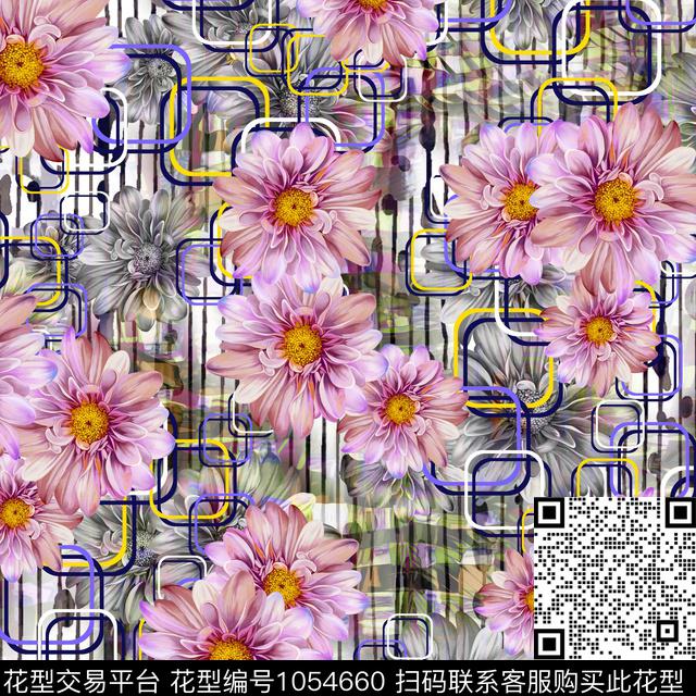 黑底花卉数码华亿平台民族风数码印花华亿平台下载（图片编号: 1054660） - 瓦栏（Walan）