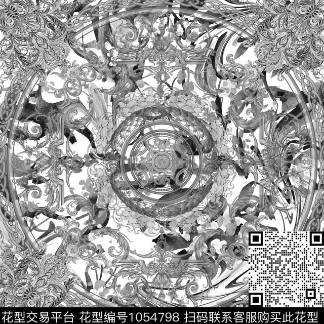 奢华大牌风方巾数码印花华亿平台下载（图片编号: 1054798） - 瓦栏（Walan）