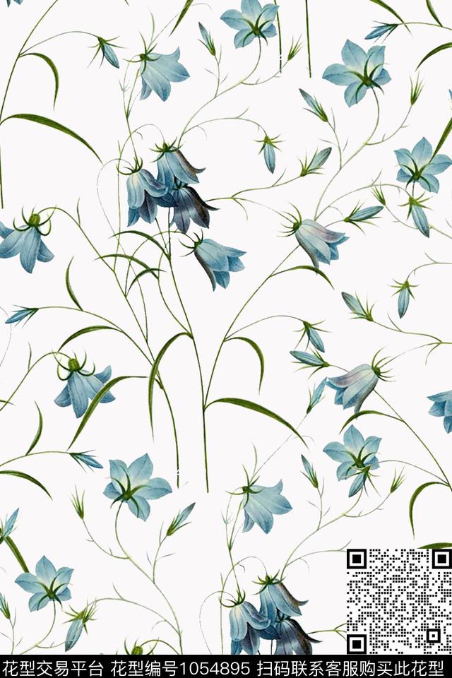 抽象男装小碎花手绘花卉数码印花华亿平台下载（图片编号: 1054895） - 瓦栏（Walan）