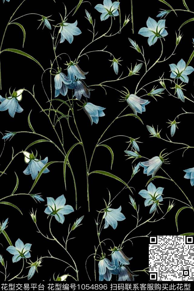 抽象男装小碎花手绘花卉数码印花华亿平台下载（图片编号: 1054896） - 瓦栏（Walan）