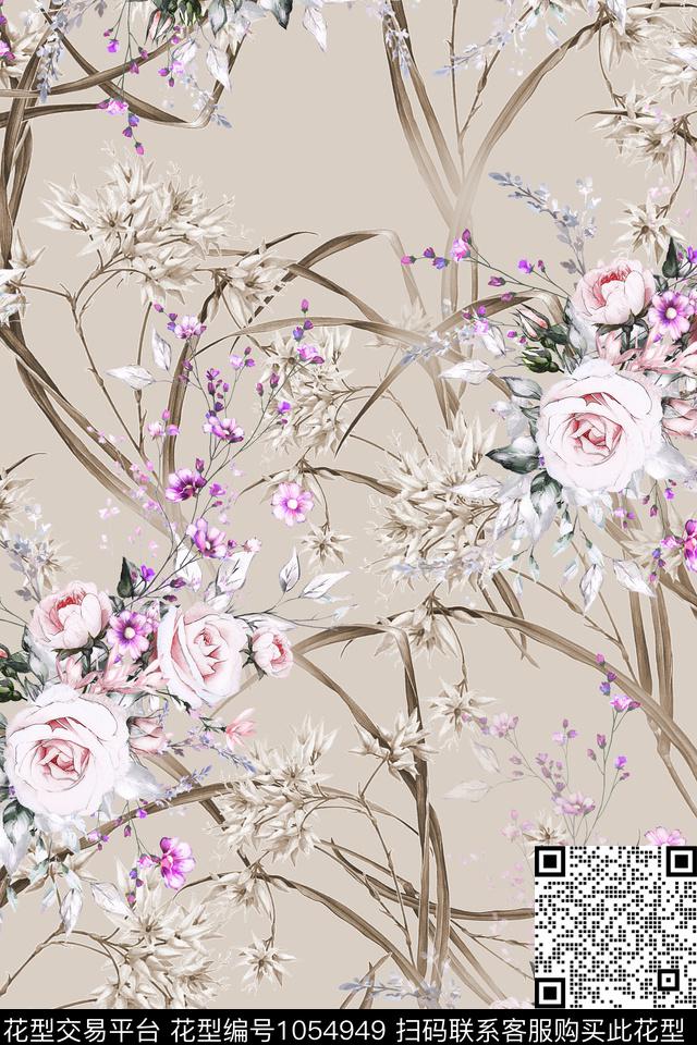 数码华亿平台小碎花花卉数码印花华亿平台下载（图片编号: 1054949） - 瓦栏（Walan）