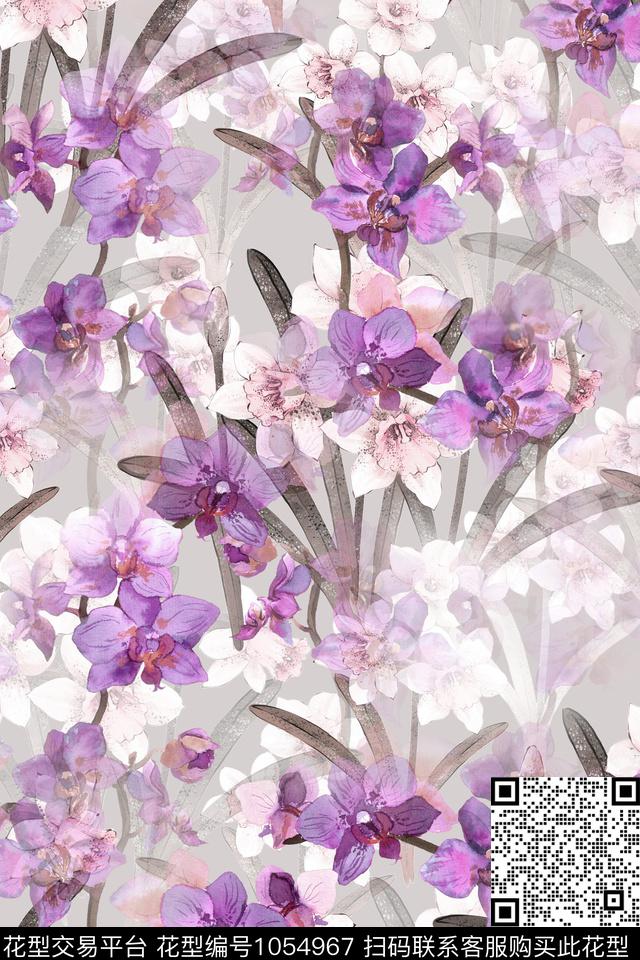 数码华亿平台花卉兰花数码印花华亿平台下载（图片编号: 1054967） - 瓦栏（Walan）