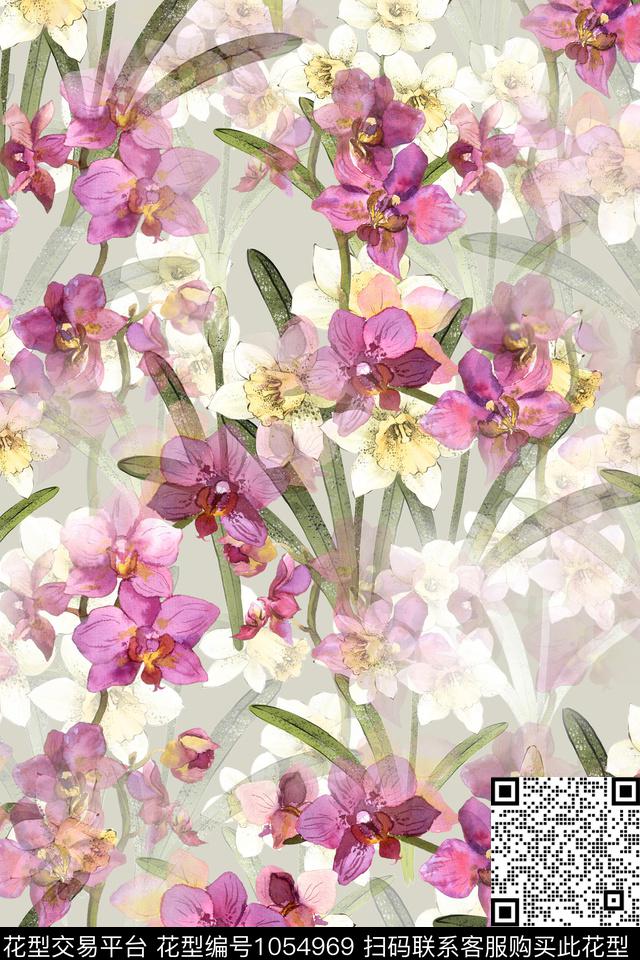 数码华亿平台花卉兰花数码印花华亿平台下载（图片编号: 1054969） - 瓦栏（Walan）