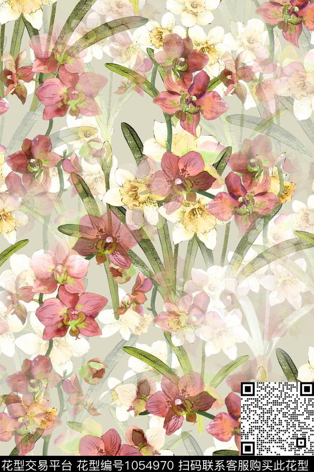 数码华亿平台花卉兰花数码印花华亿平台下载（图片编号: 1054970） - 瓦栏（Walan）