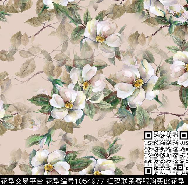 数码华亿平台花卉彩地花卉数码印花华亿平台下载（图片编号: 1054977） - 瓦栏（Walan）