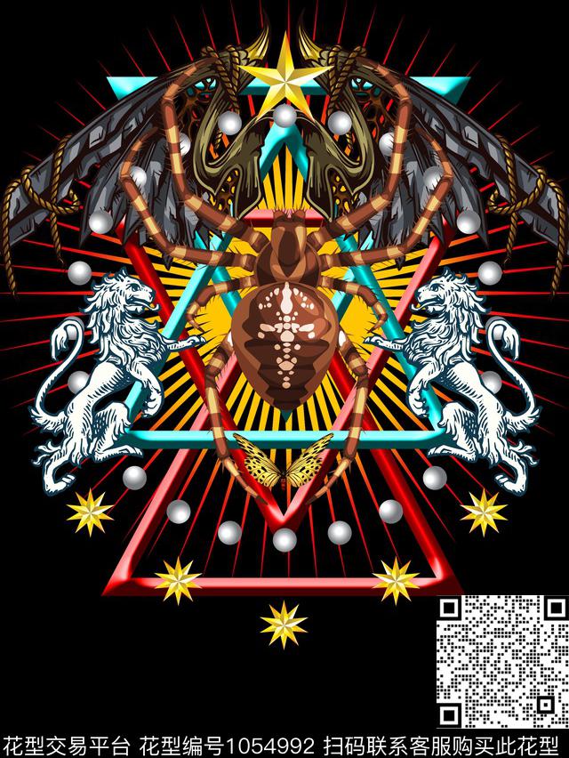 蜘蛛狮子几何数码印花华亿平台下载（图片编号: 1054992） - 瓦栏（Walan）