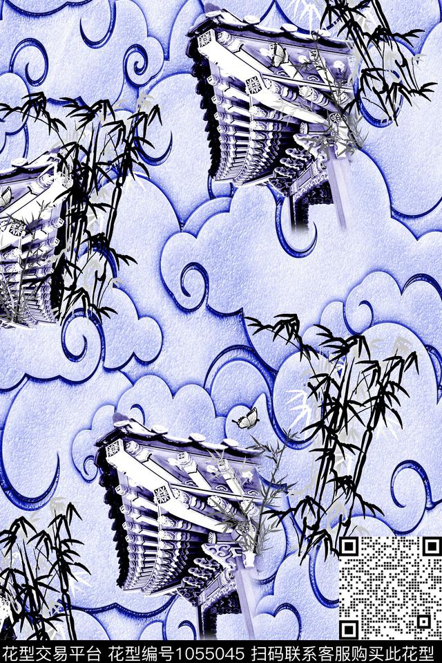 男装建筑纹理数码印花华亿平台下载（图片编号: 1055045） - 瓦栏（Walan）